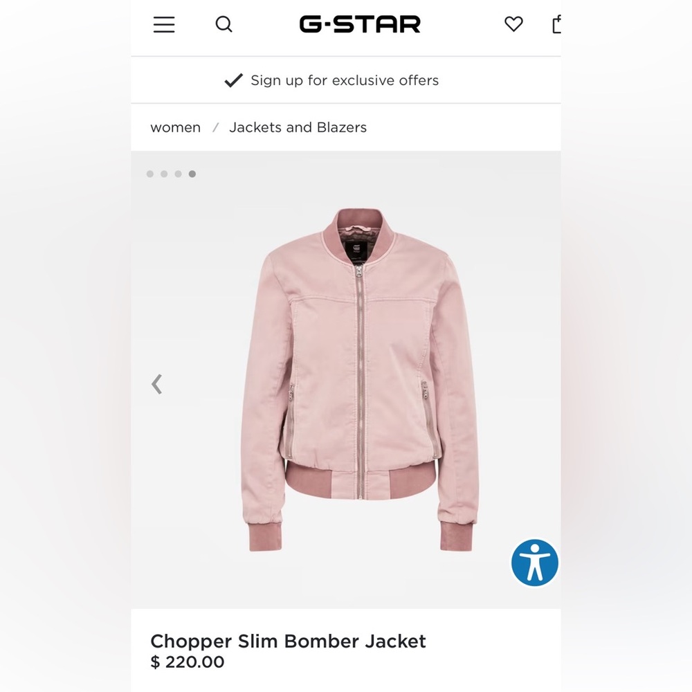 Womens G-Star Blush Bomber Jacket.  Size XS